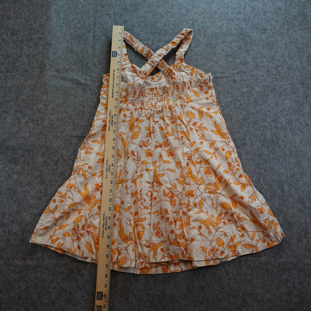 Maeve Dress Women Extra Small Orange Floral Cotton Smocked Back Strappy Halter - Picture 5 of 13